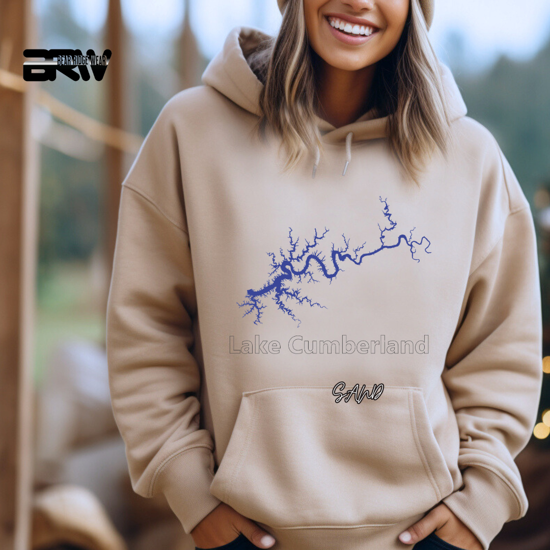 "Blue Lake Cumberland" Map Hoodie