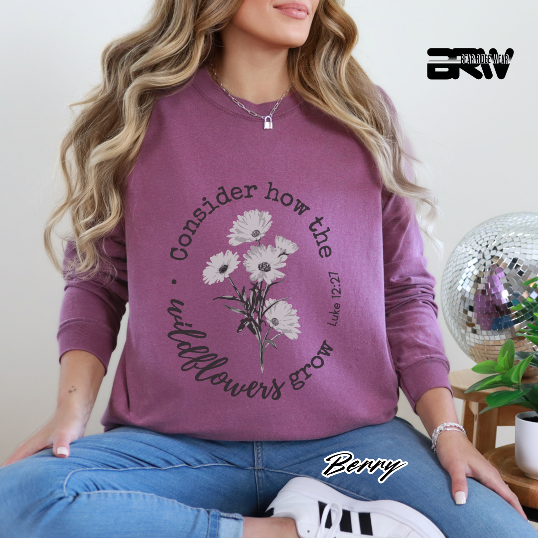 'Consider How The Wildflower Grow' Faith Long-Sleeve Tee