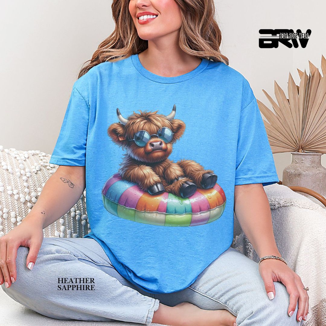 'Highland Cow- Float'  Summer Tee