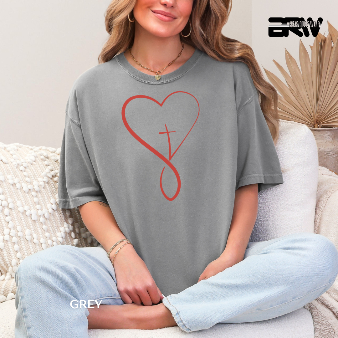 'Heart With Cross-Red' Faith Tee