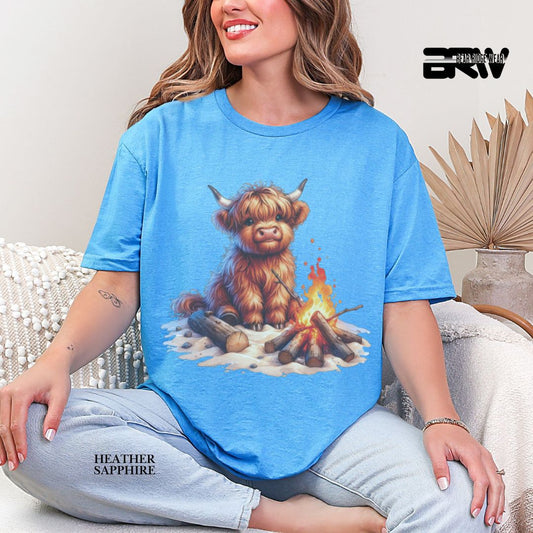 'Highland Cow- Bonfire'  Summer Tee