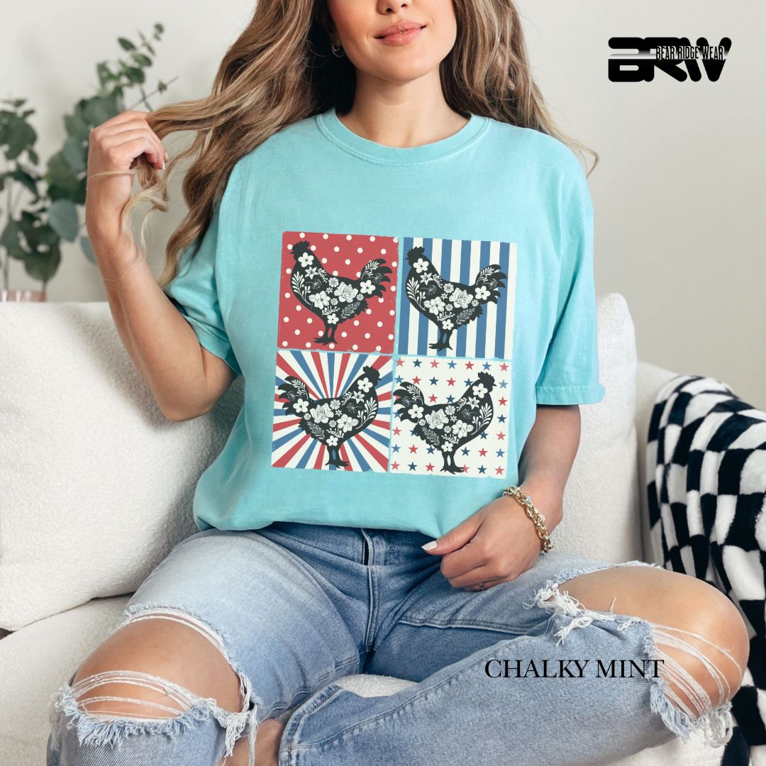 4th Of July Chickens - Patriotic Tee