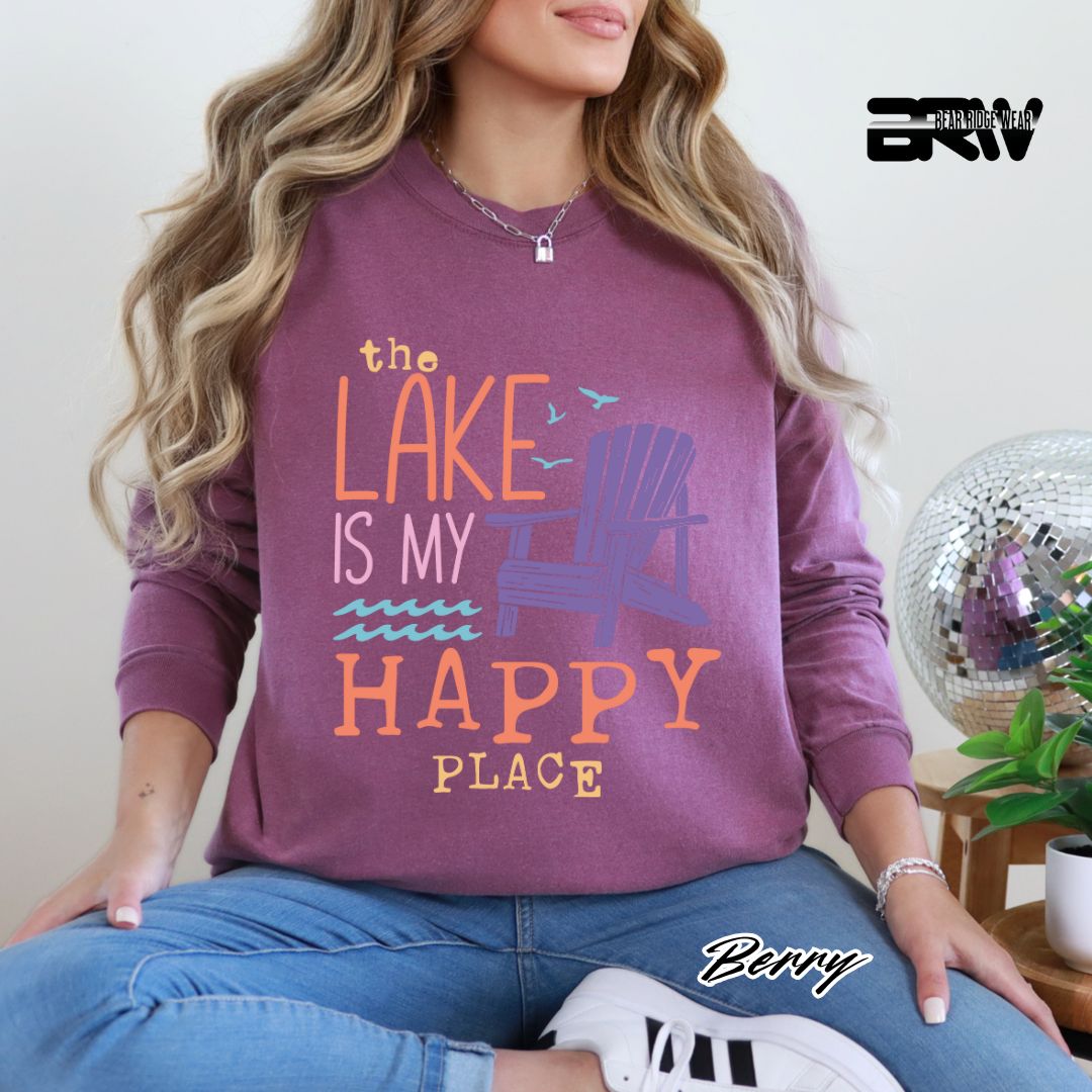 'The Lake Is My Happy Place' Summer Long Sleeve Tee