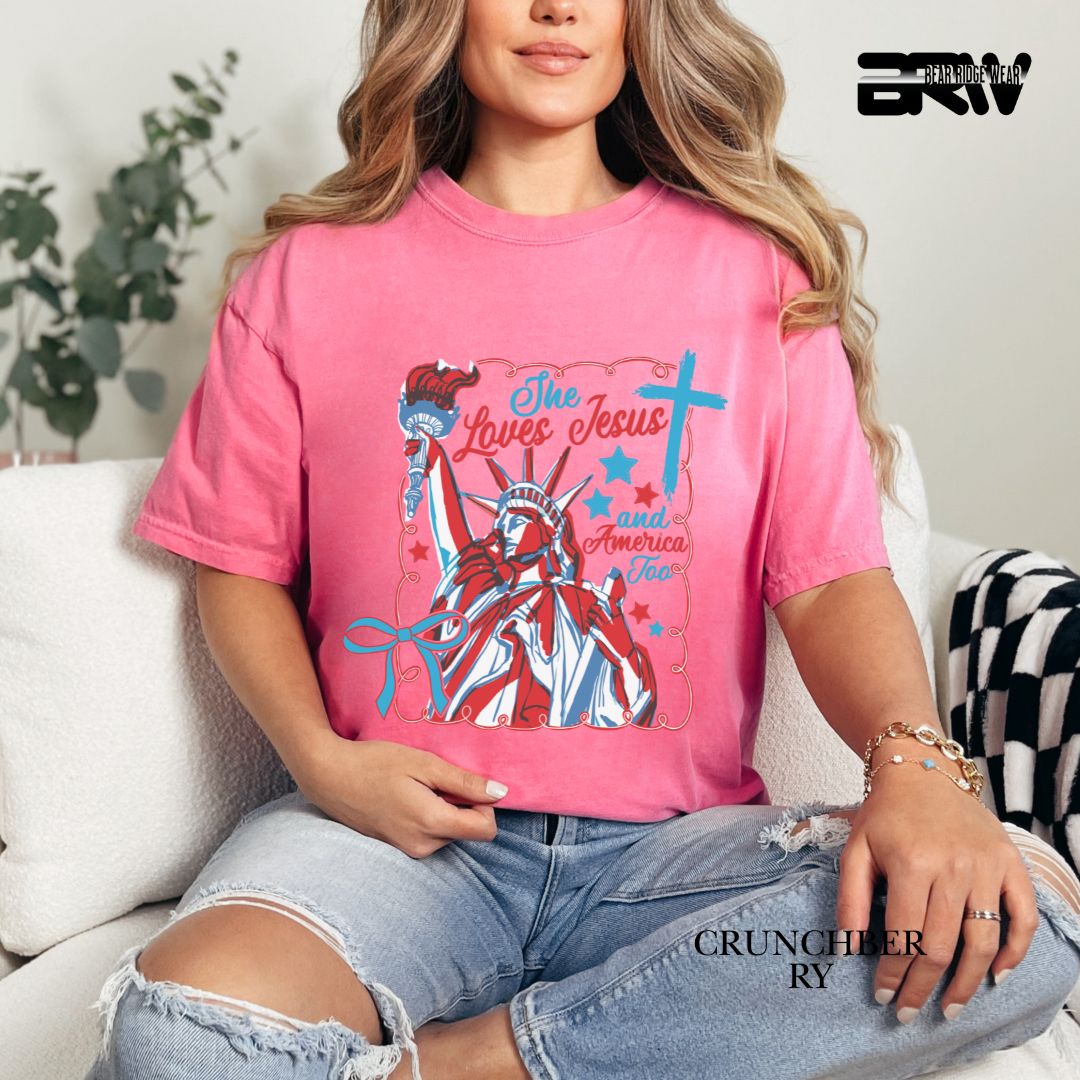 She Loves Jesus-America- Patriotic Tee