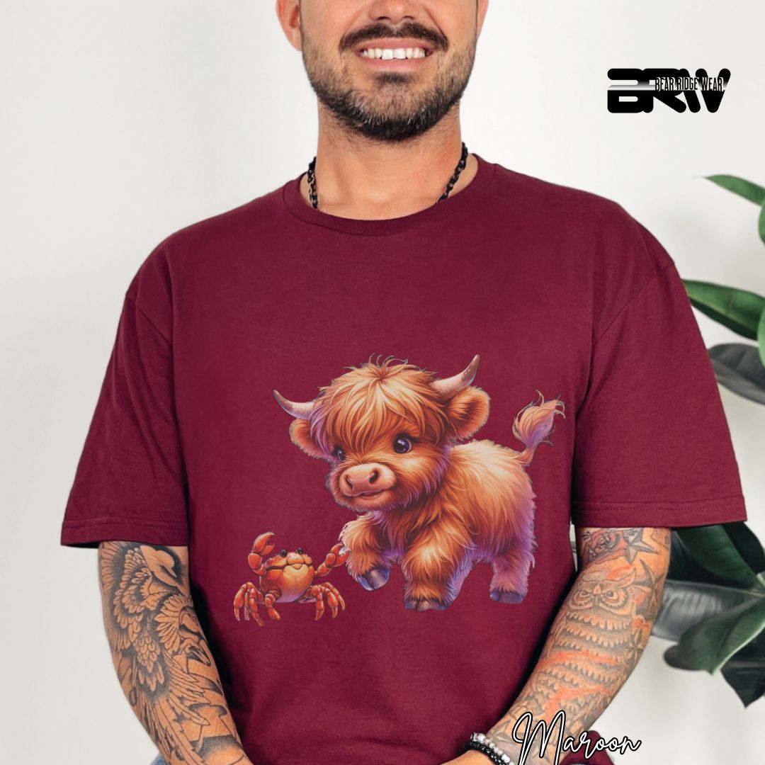 'Highland Cow-Crab' Summer T- Shirt