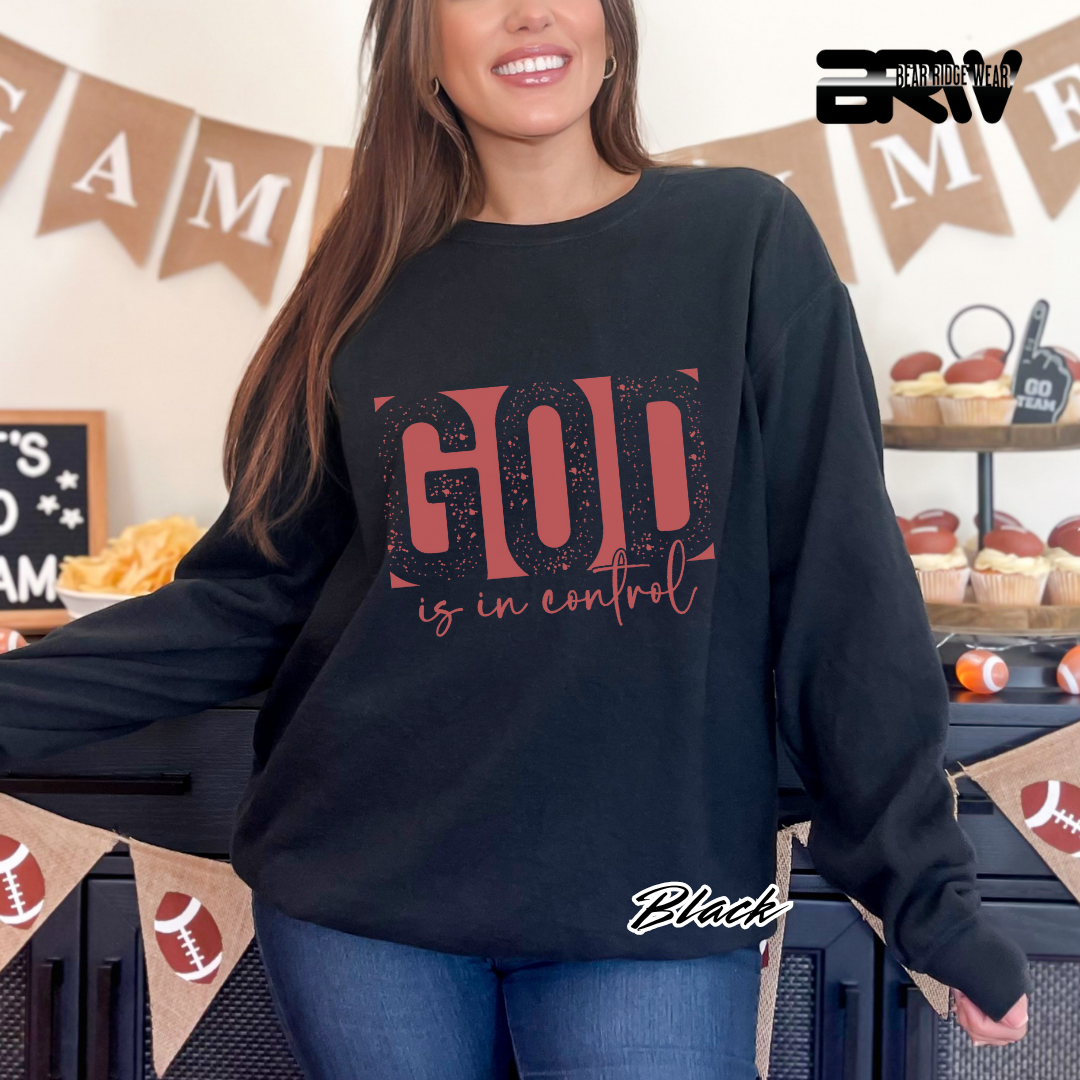 'God Is In Control' Pink Faith Crewneck Sweatshirt
