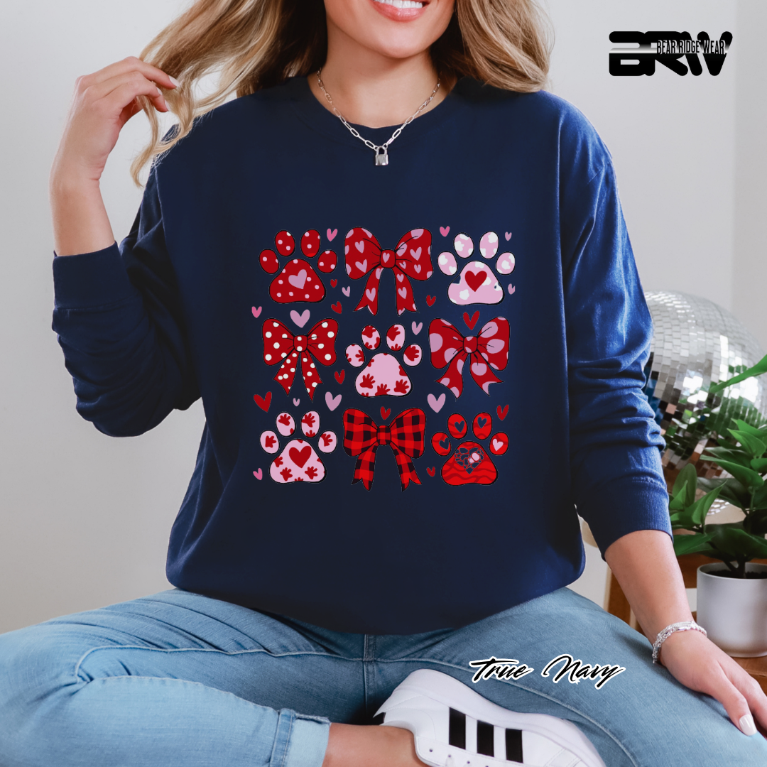 'Dog Paws and Ribbons' Long Sleeve Tee