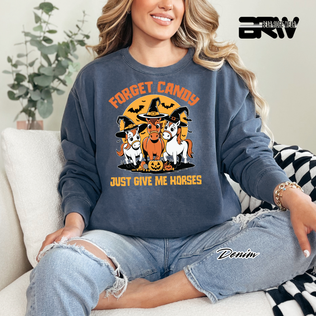 'Forget Candy-Horses.' Fall Crewneck Sweatshirt