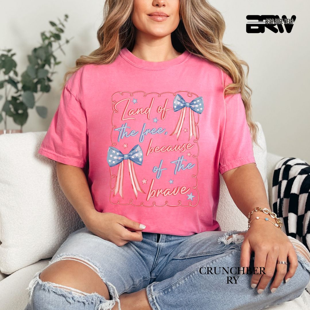 Land Of The Free-Bows- Patriotic Tee