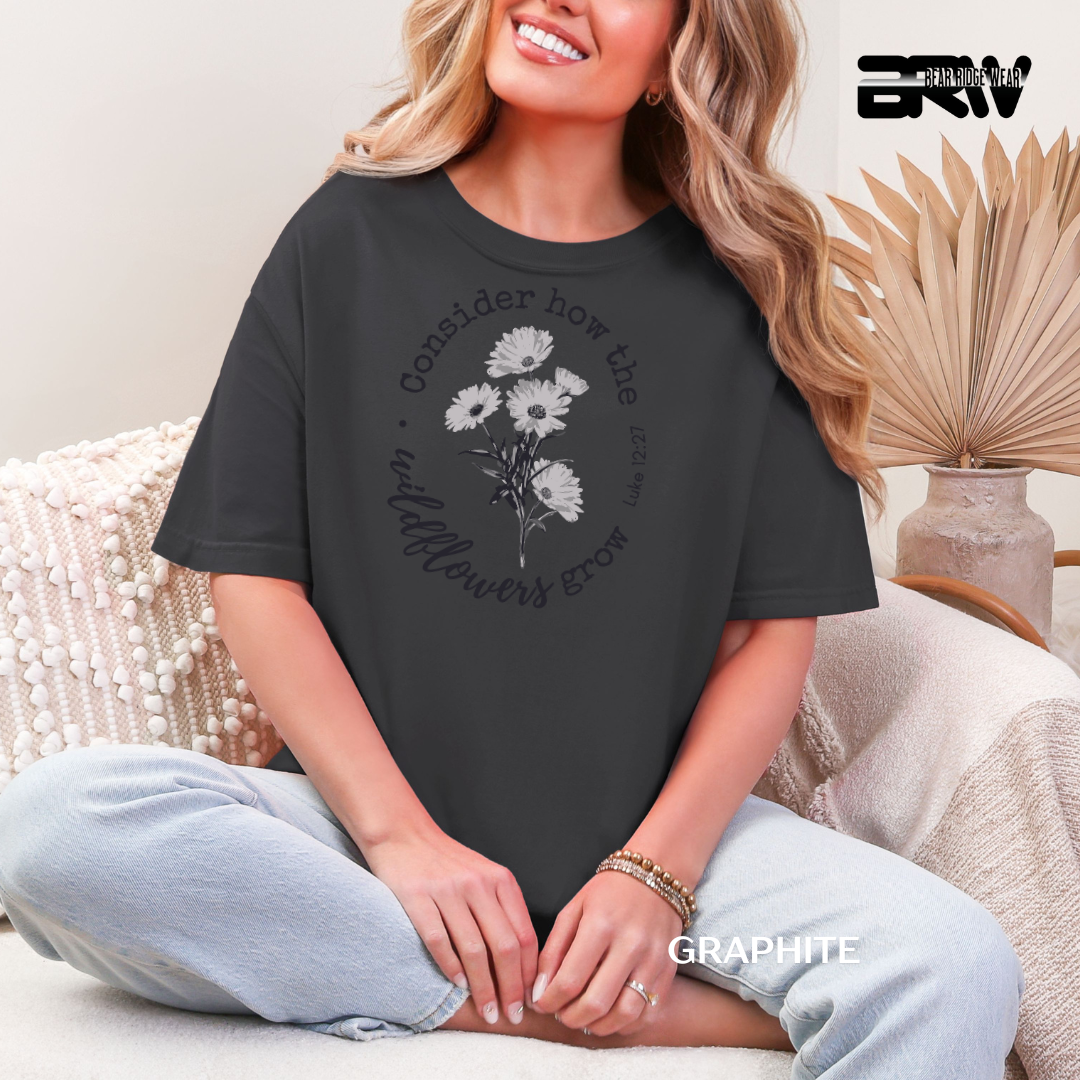 'Consider How Wildflowers Grow' Faith Tee