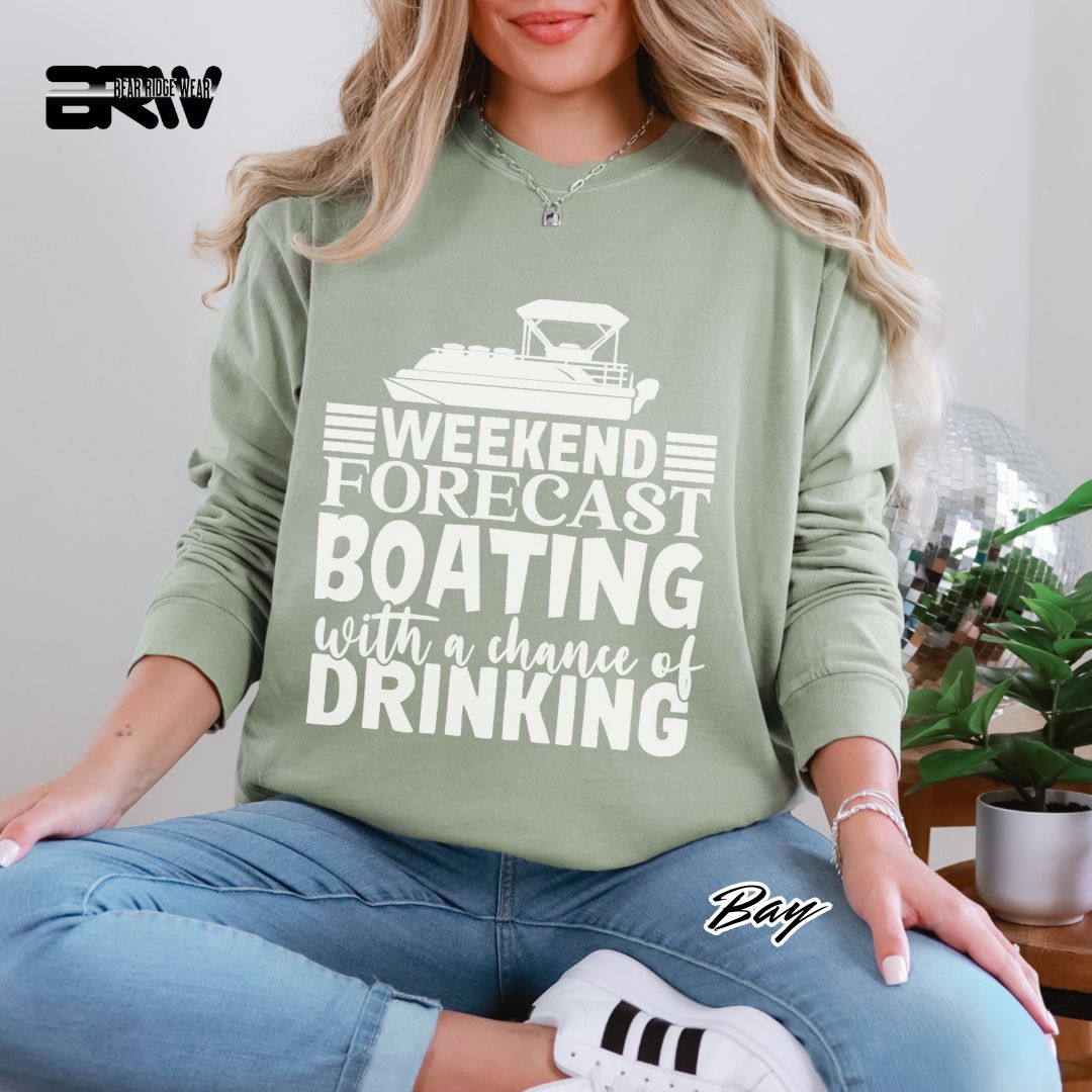 'Weekend Forecast-Boating' Summer Long Sleeve Tee