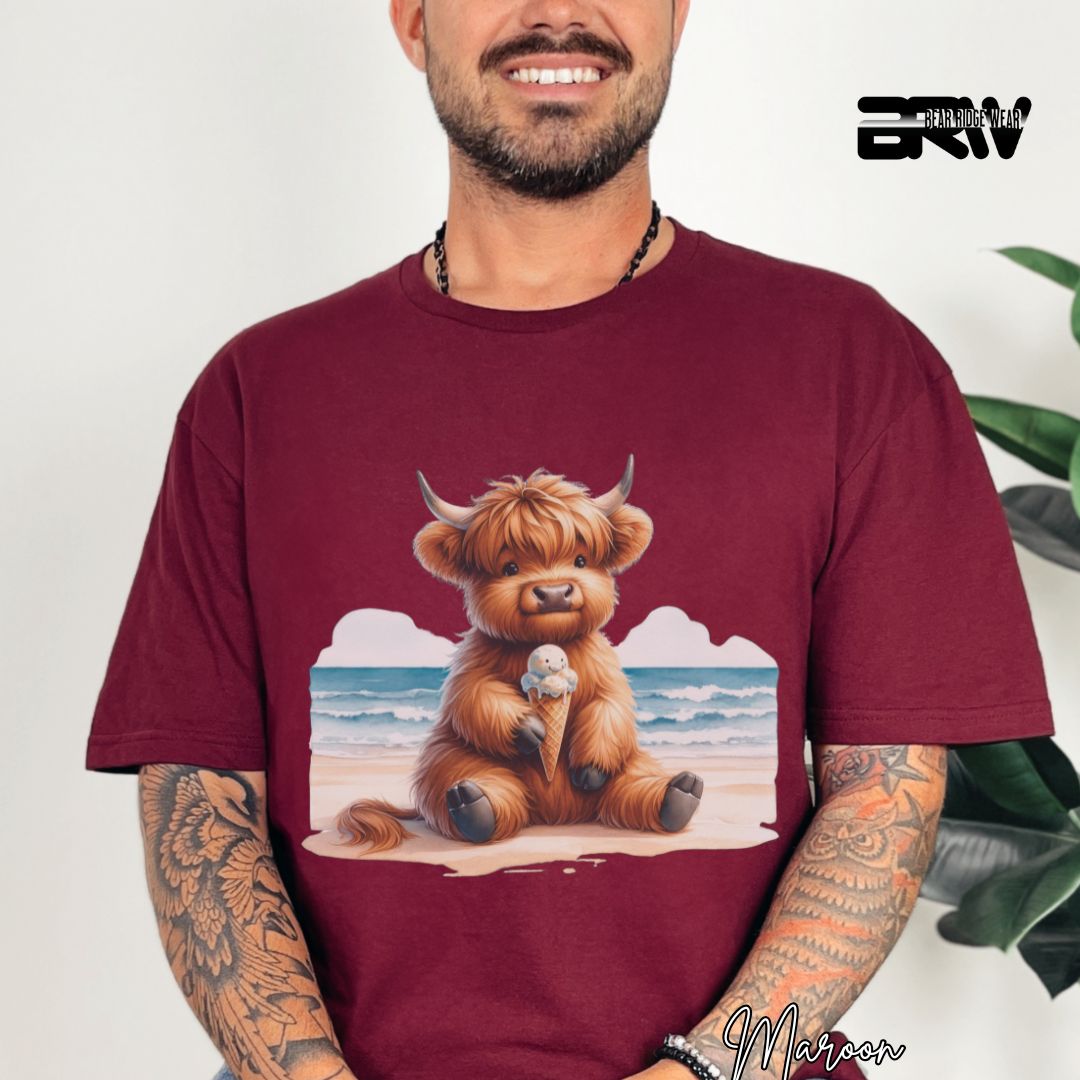 'Highland Cow-Ice Cream' Summer T- Shirt