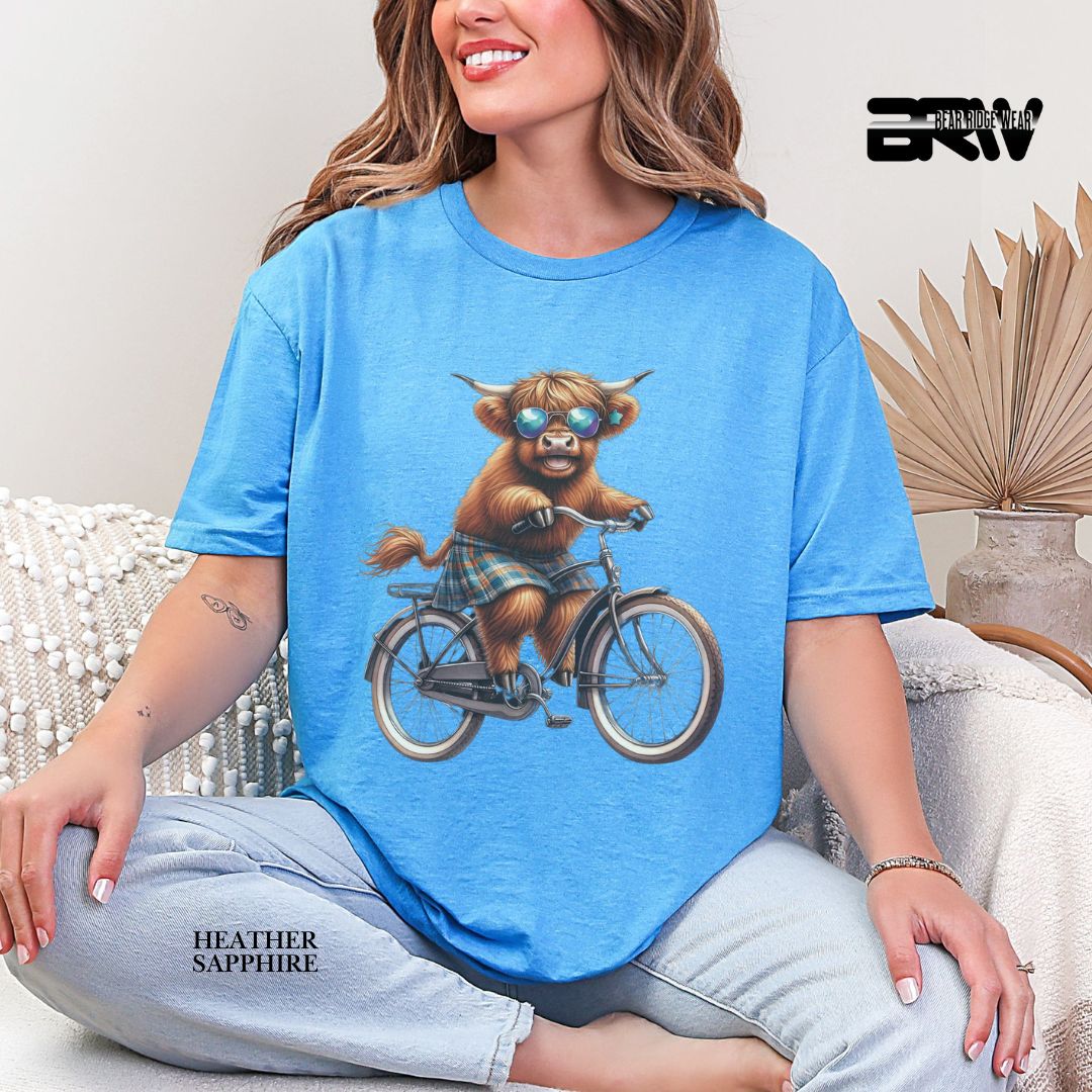 'Highland Cow-Bicycle'  Summer Tee