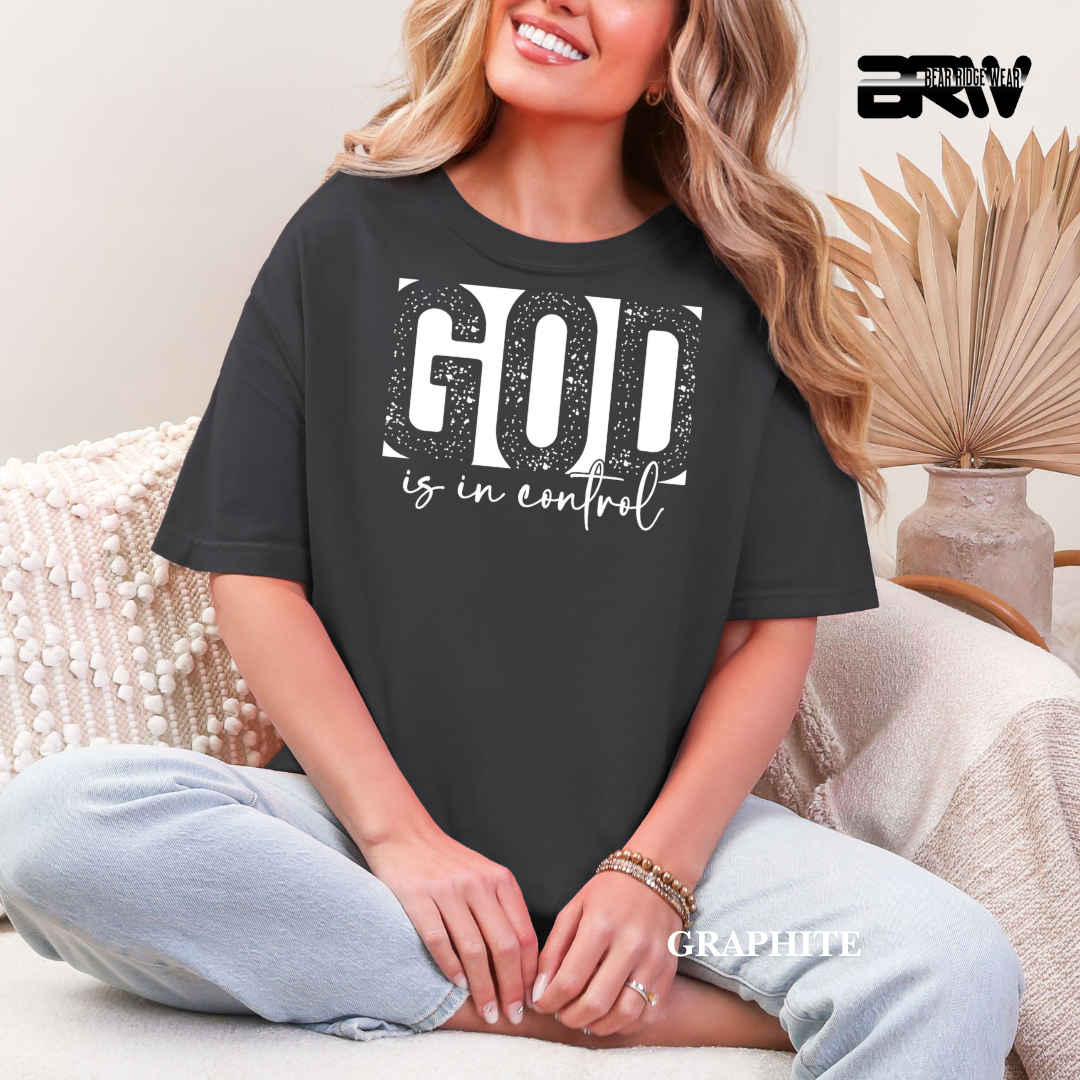 'God Is In Control-Blue' Faith Tee