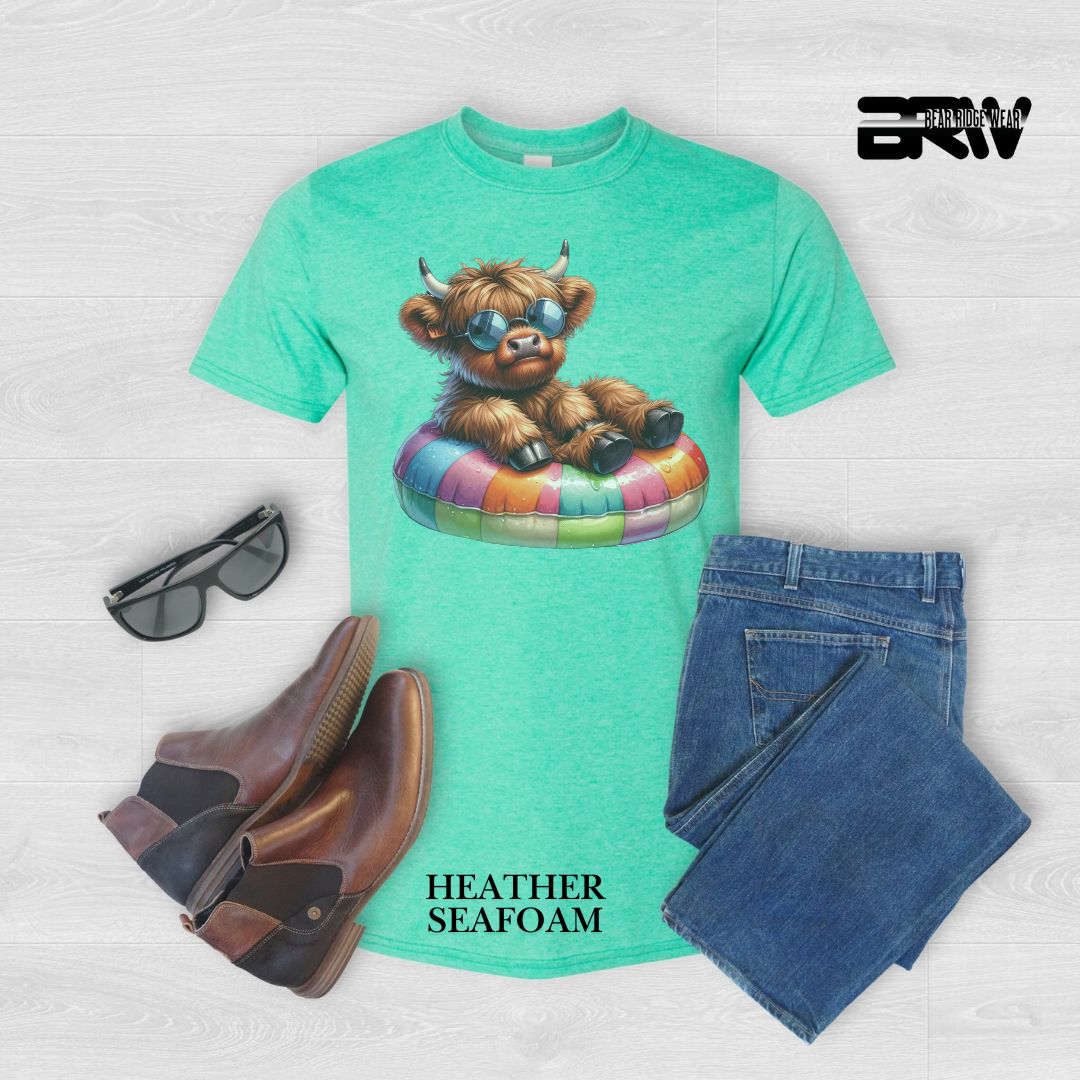 'Highland Cow- Float'  Summer Tee
