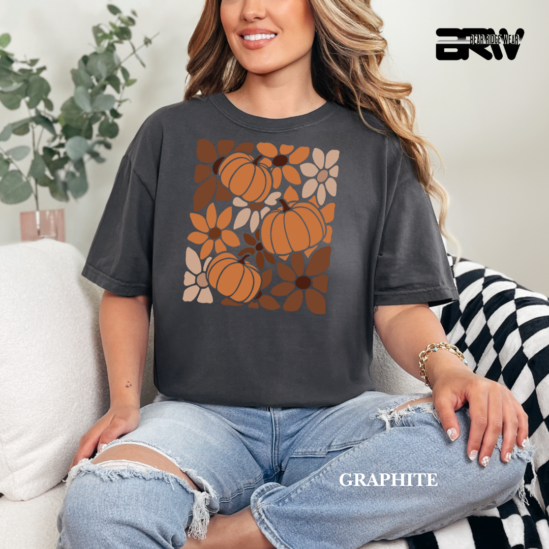 'Boho Floral Pumpkin' Fall Tee
