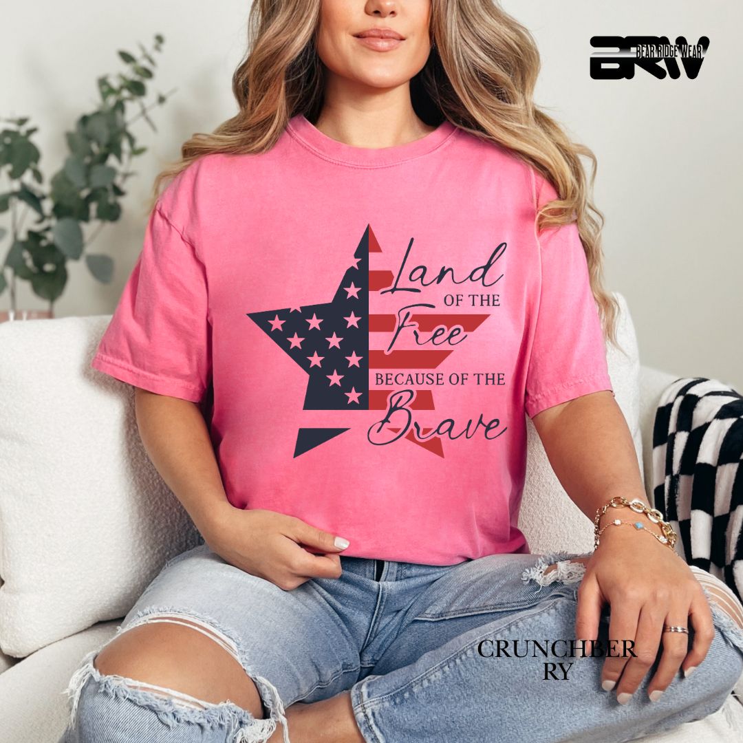 Land Of Free Star- Patriotic Tee