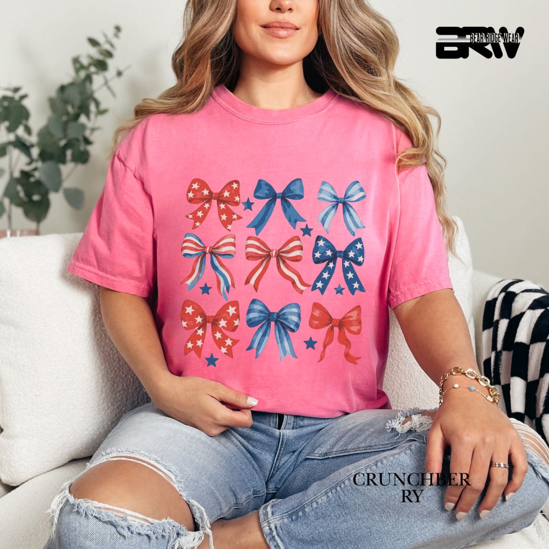 Red-White-Blue Bows- Patriotic Tee
