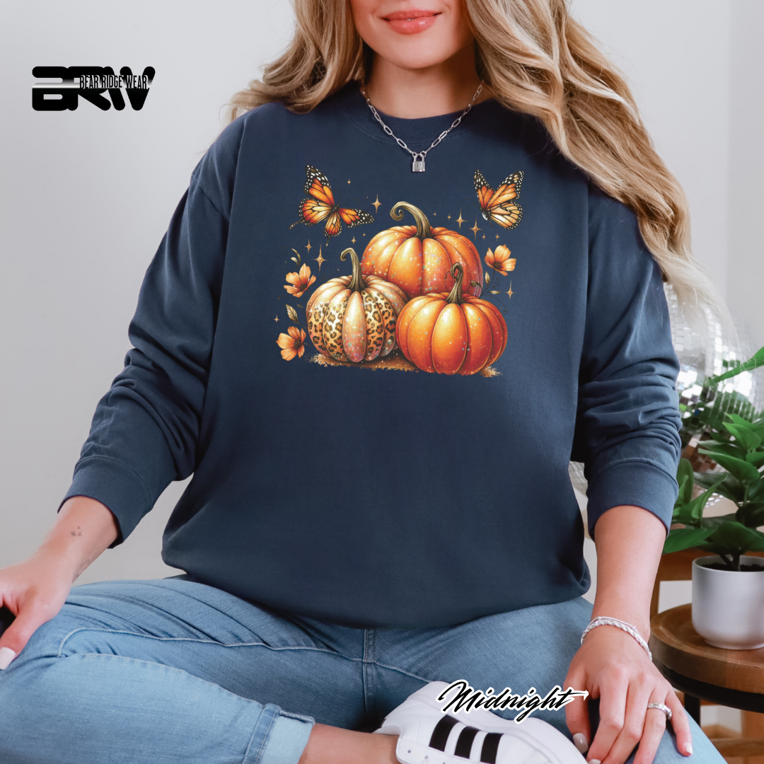 'Pumpkins And Butterflies' Fall Long-Sleeve Tee