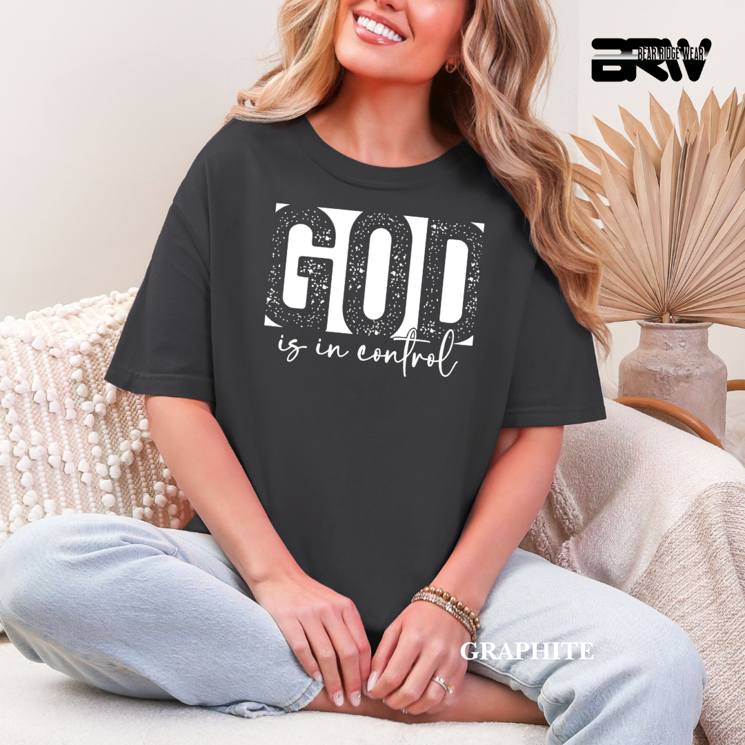 'God Is In Control-Red' Faith Tee