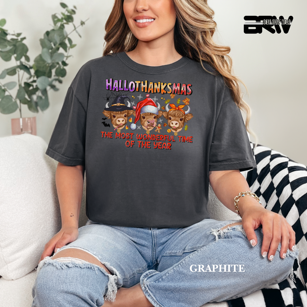 'Hallothanksmas cow' Fall Tee