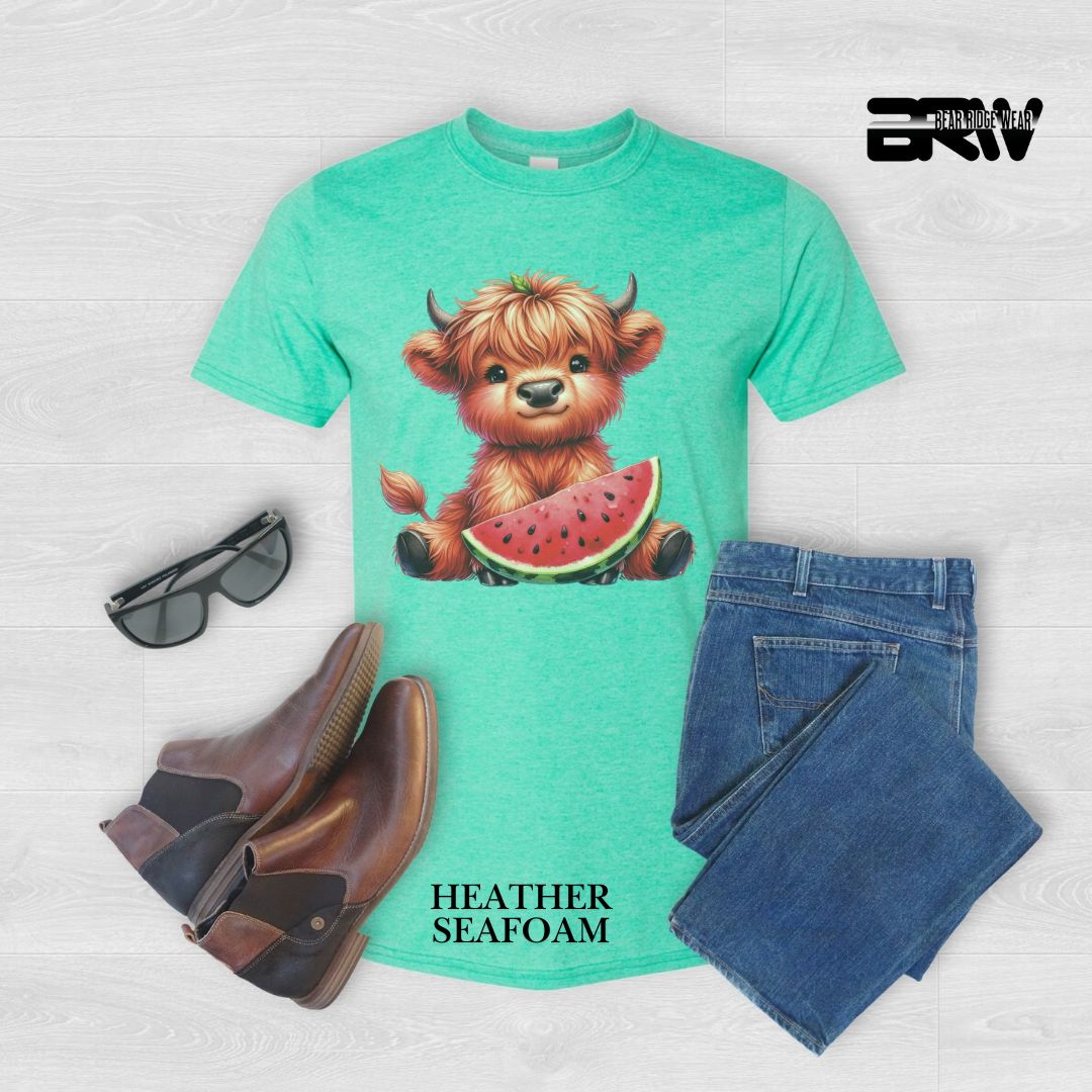 'Highland Cow- Watermelon'  Summer Tee