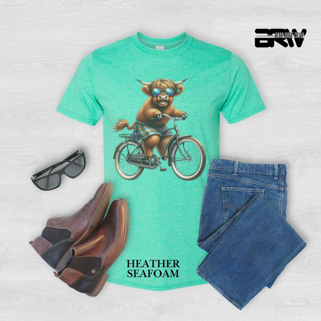 'Highland Cow-Bicycle'  Summer Tee