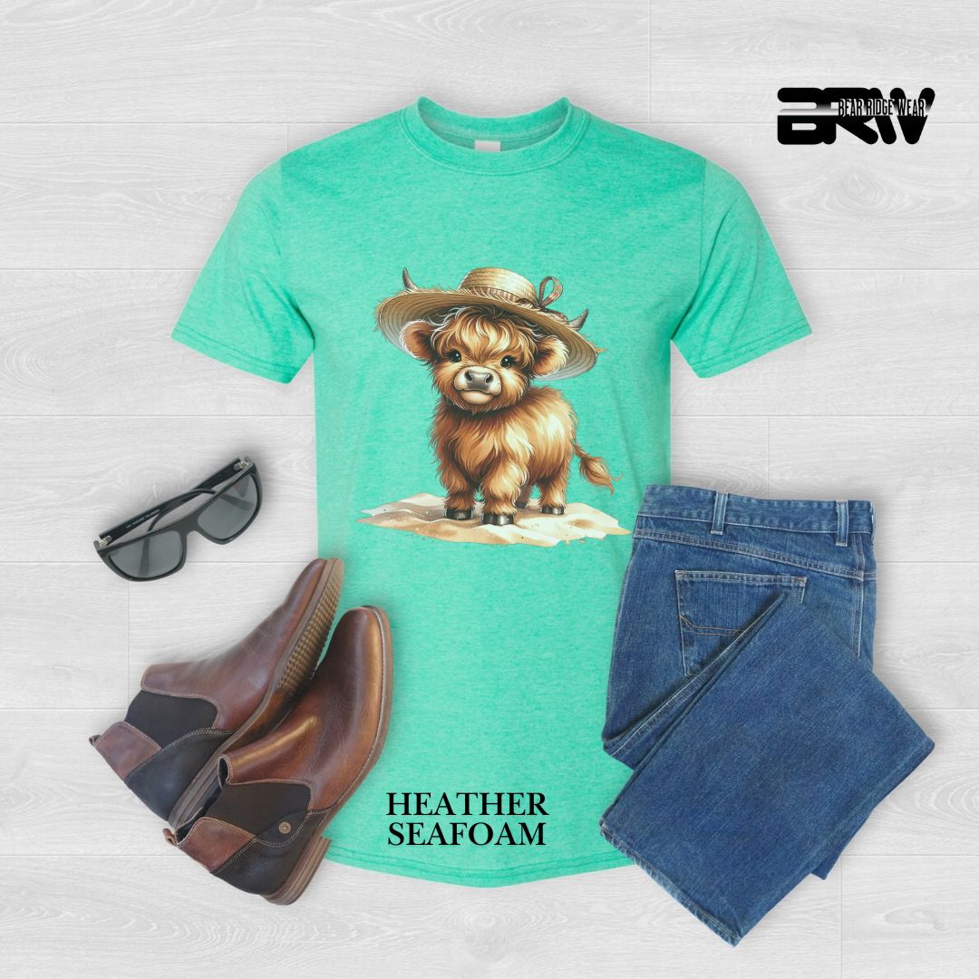 'Highland Cow- Sun Hat'  Summer Tee