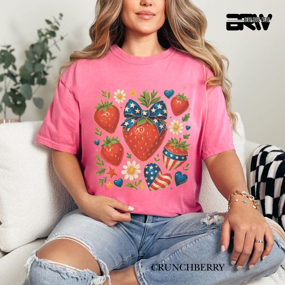 Strawberries- Patriotic Tee