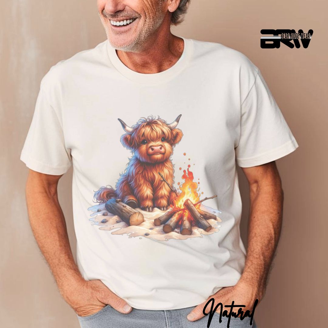 'Highland Cow-Bonfire' Summer T- Shirt