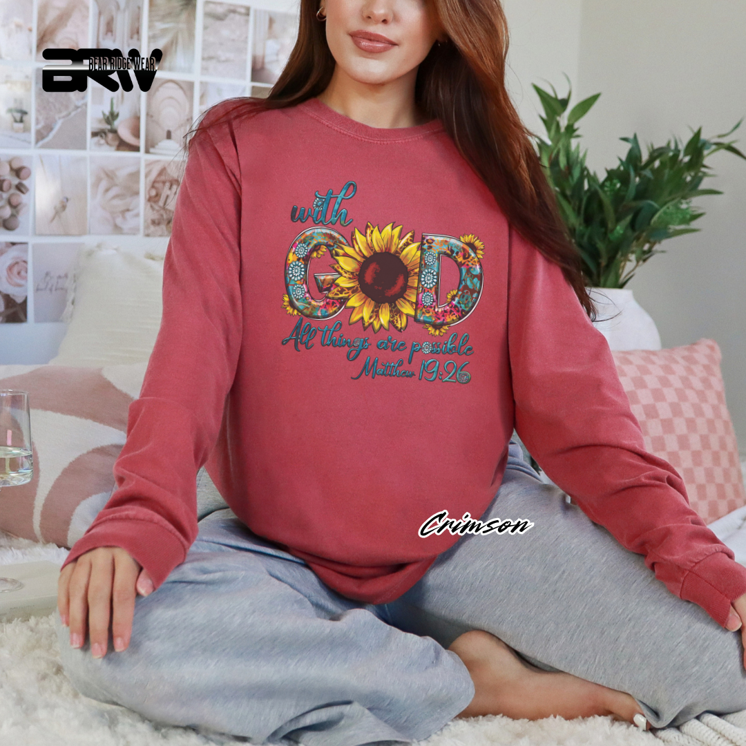 'With God All Things Are Possible' Long-Sleeve Faith Tee