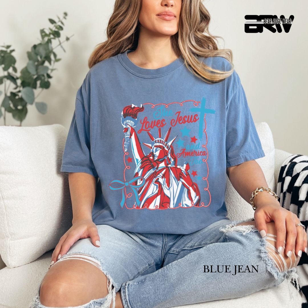 She Loves Jesus-America- Patriotic Tee