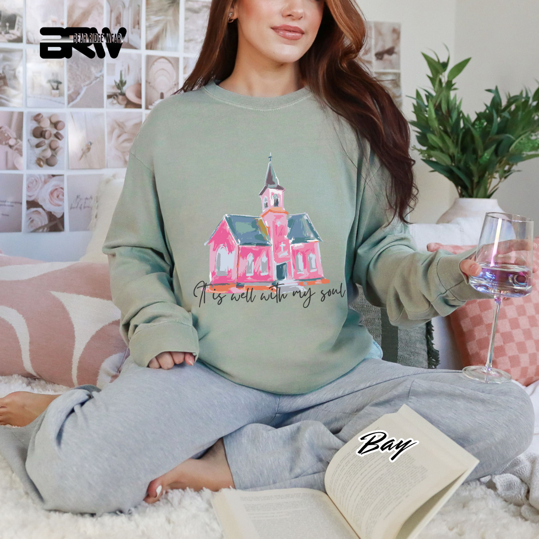 'It Is Well With My Soul' Black Faith Long-Sleeve Tee