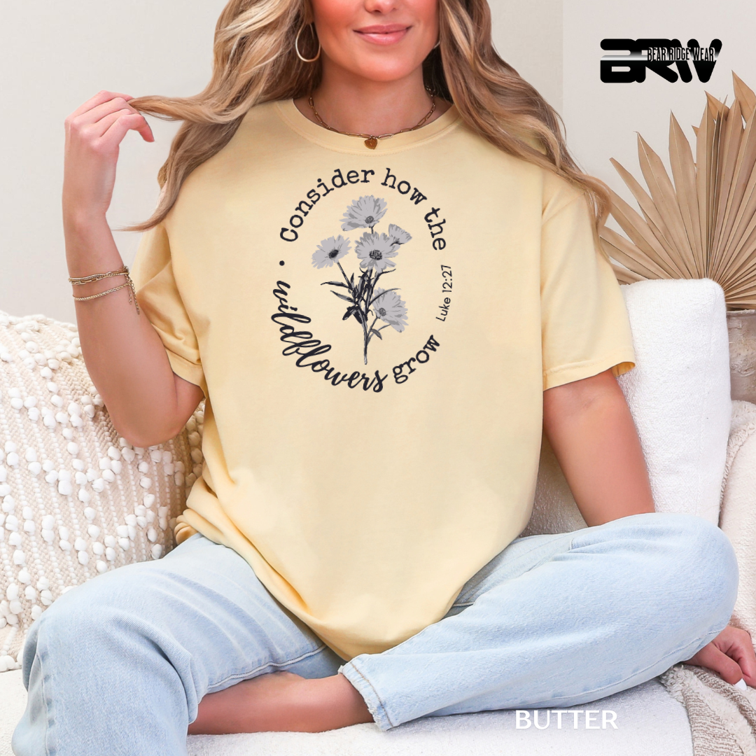 'Consider How Wildflowers Grow' Faith Tee