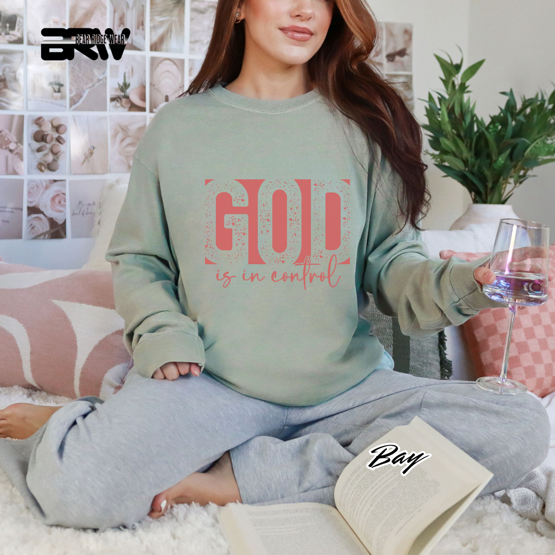 'God Is In Control' Pink Faith Long-Sleeve Tee