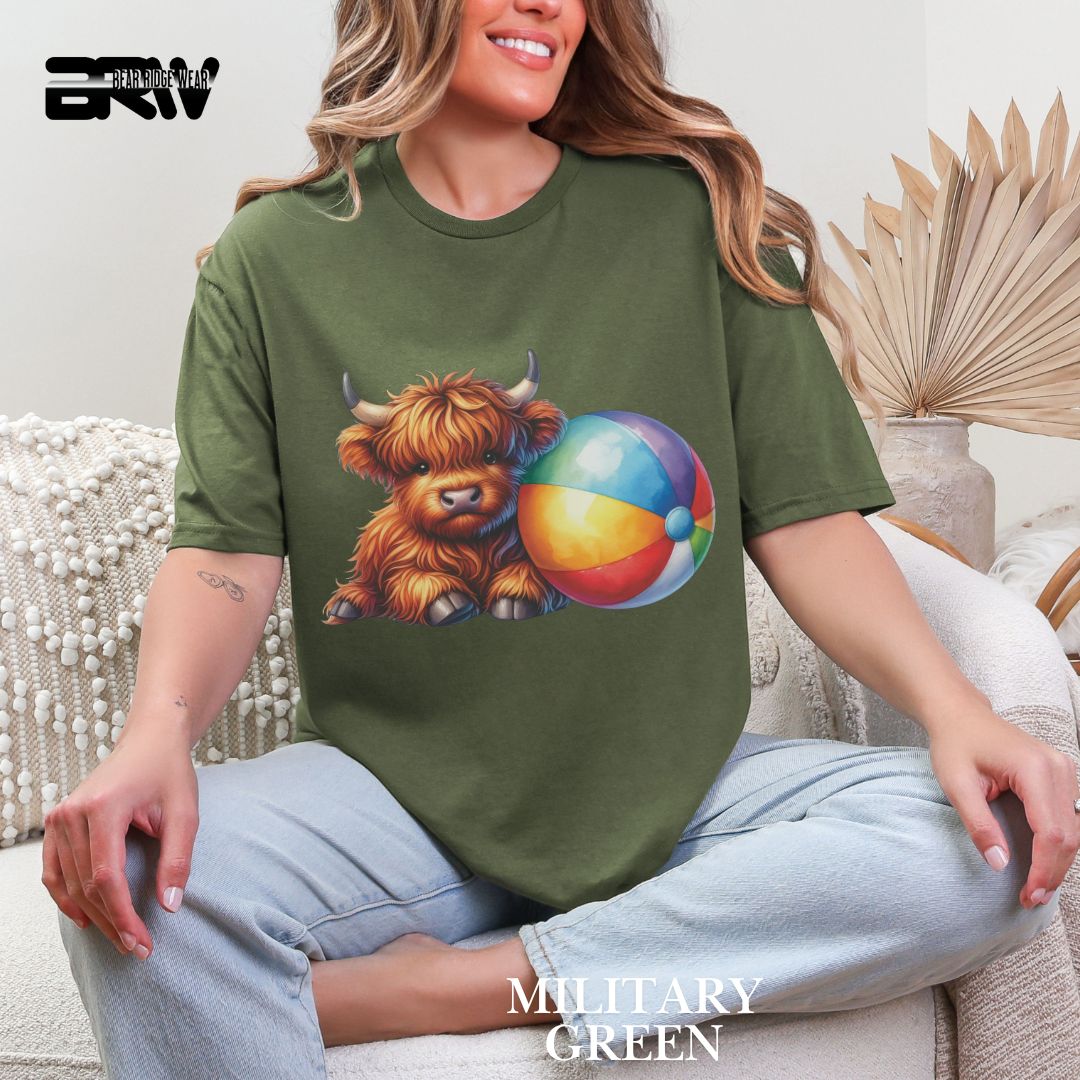 'Highland Cow-Beach-Ball' 2 Summer Tee