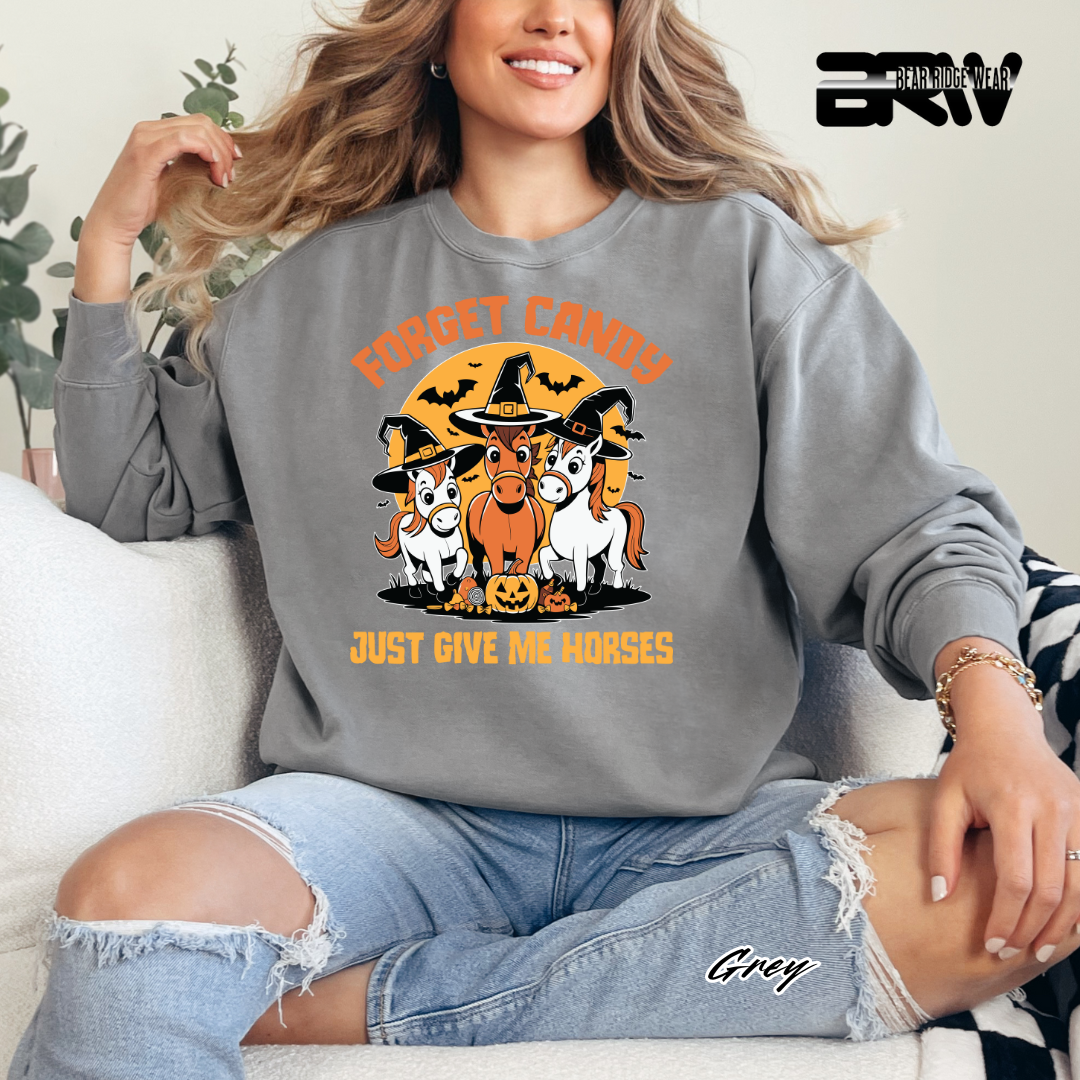 'Forget Candy-Horses.' Fall Crewneck Sweatshirt