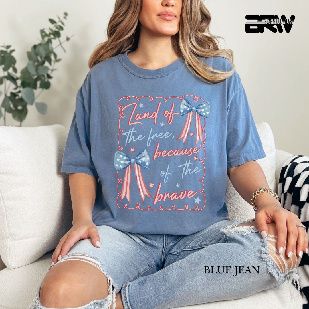 Land Of The Free-Bows- Patriotic Tee