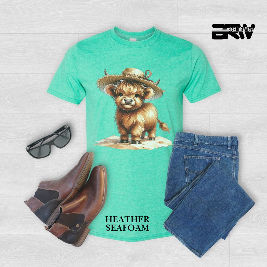 'Highland Cow-Sun Hat'  Summer Tee