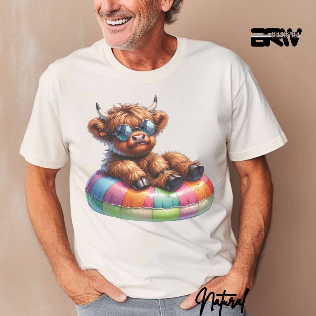 'Highland Cow-Float' Summer T- Shirt