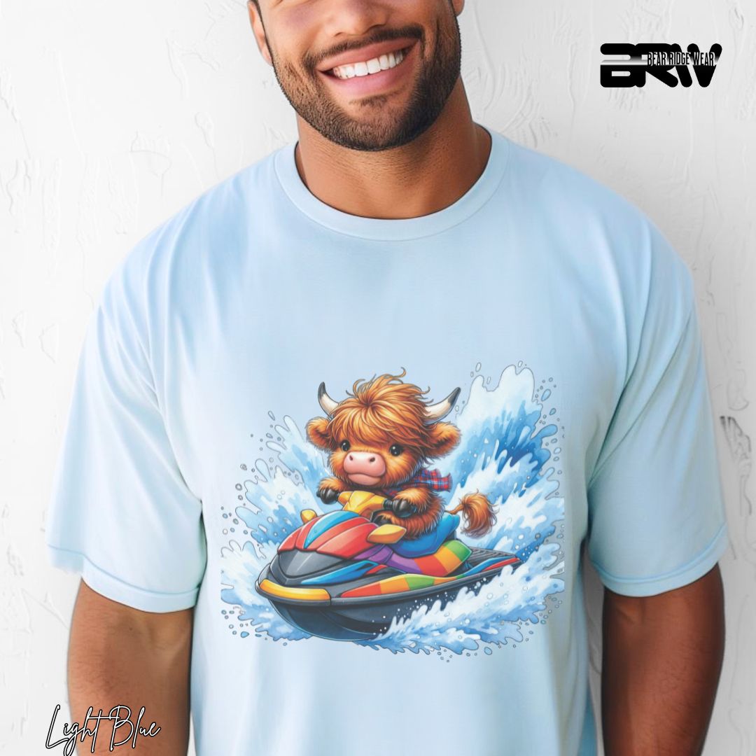 'Highland Cow-Ski Mobile' Summer T- Shirt