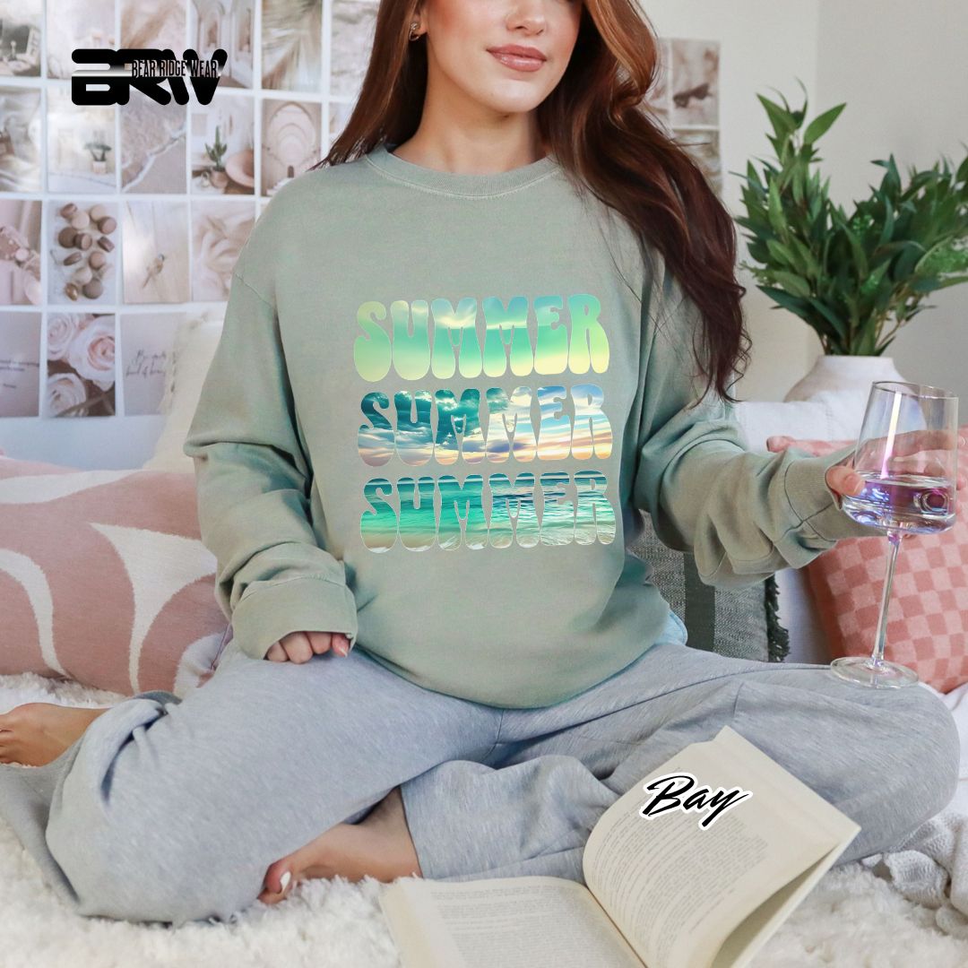 'Vibrant Summer Bubble Letter' Summer Long Sleeve Tee