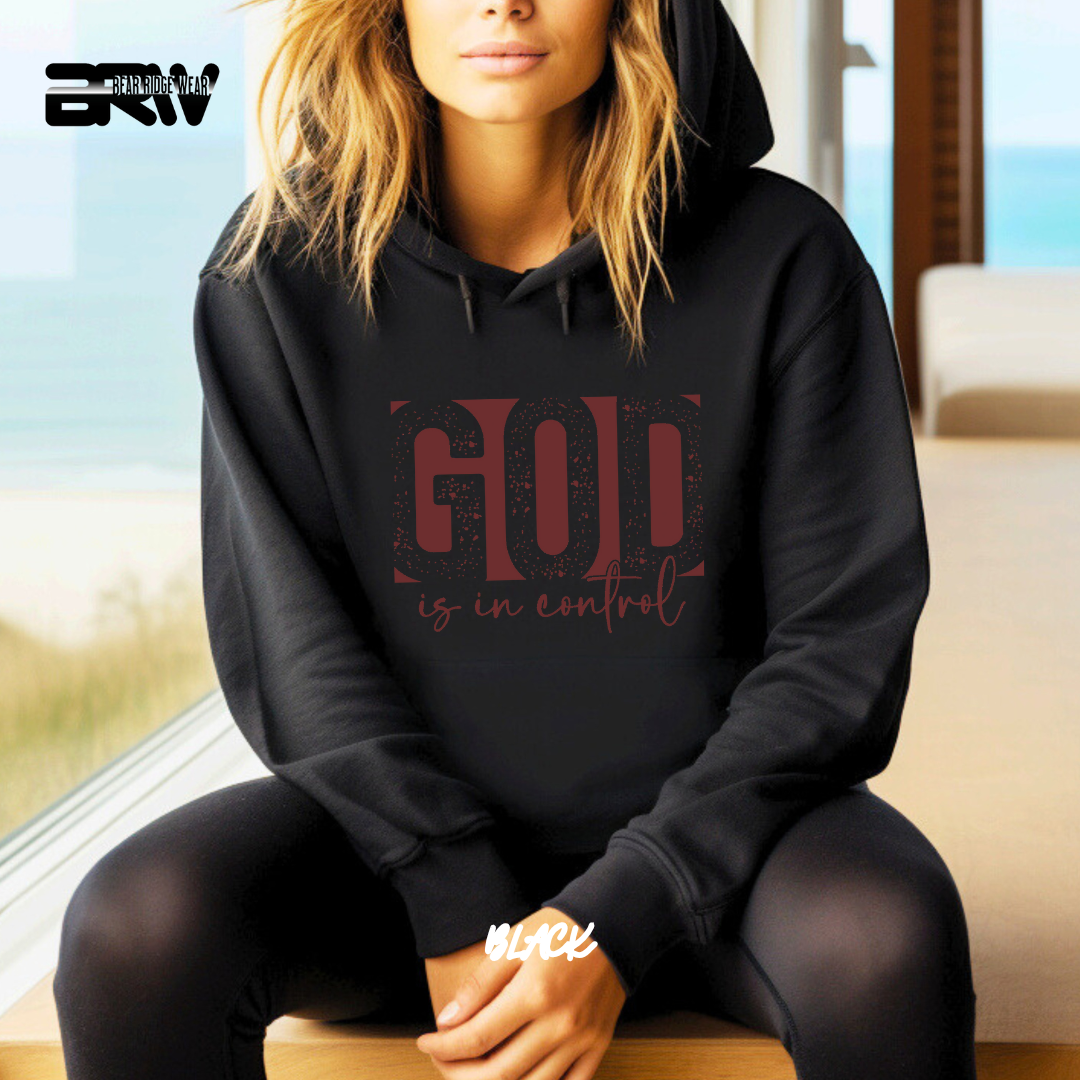 'God Is In Control' Red Stroke  Faith Hoodie
