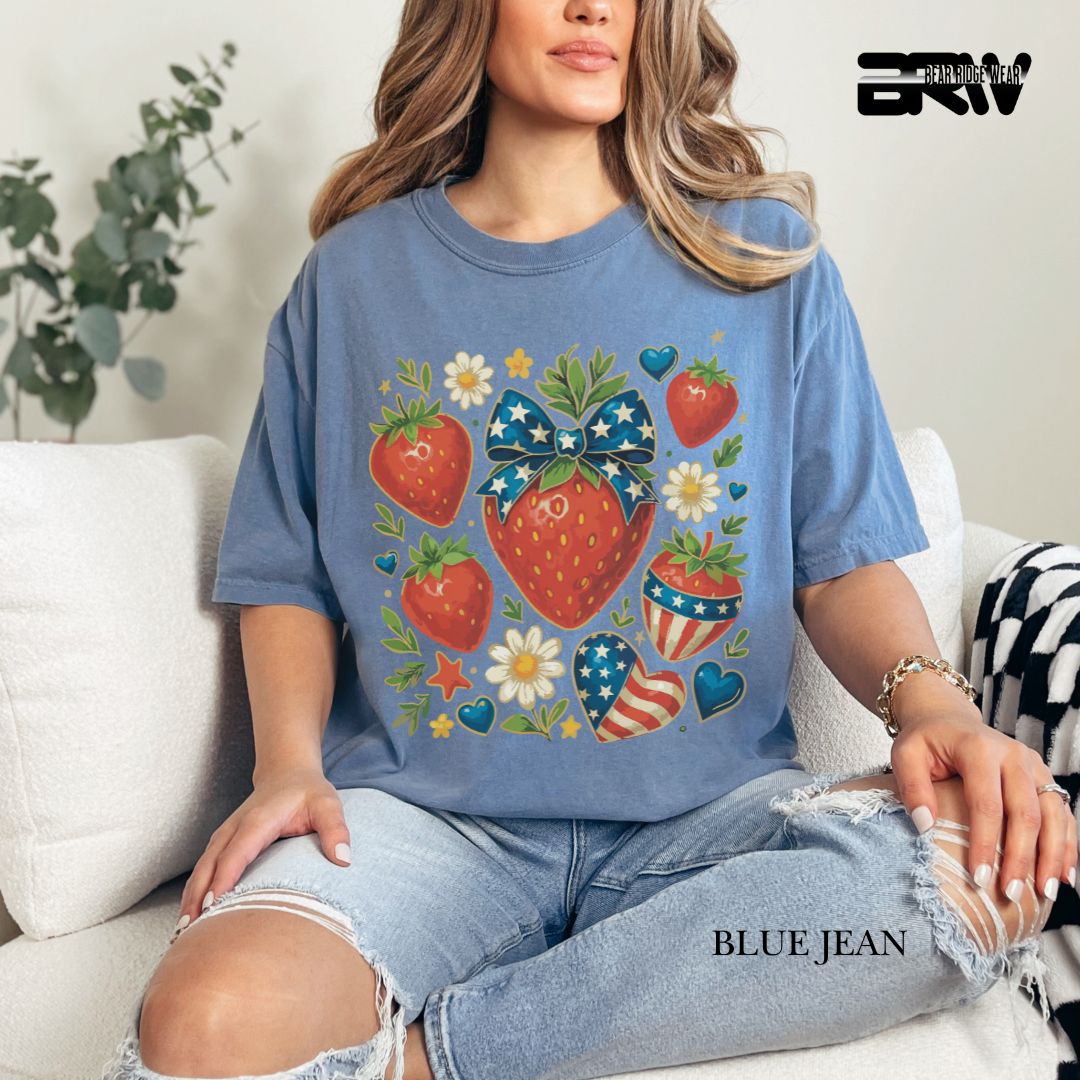Strawberries- Patriotic Tee