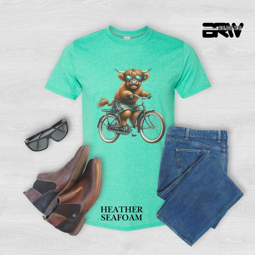 'Highland Cow-Bicycle'  Summer Tee