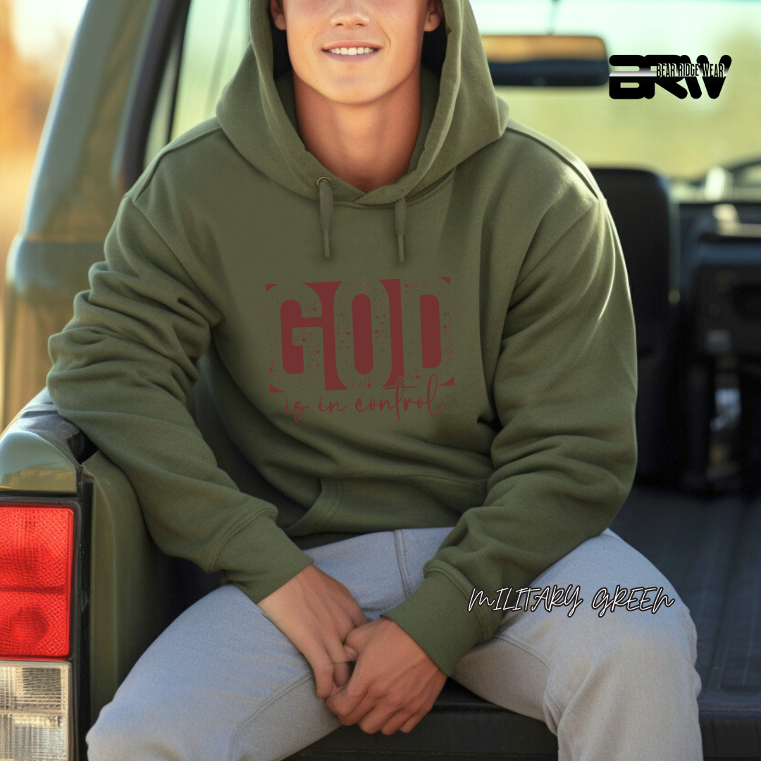 'God Is In Control' Red Stroke  Faith Hoodie