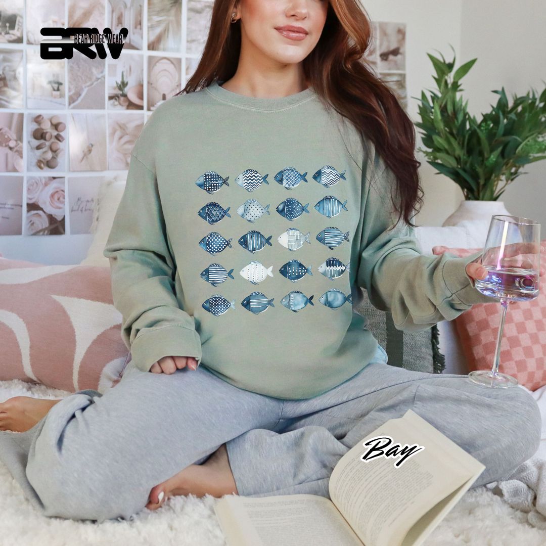 'Water Color Fish Pattern Design' Summer Long Sleeve Tee