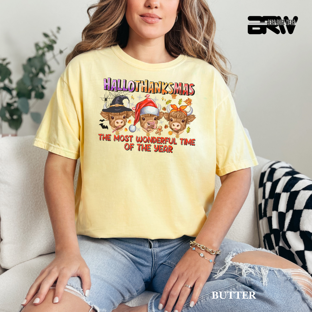 'Hallothanksmas cow' Fall Tee