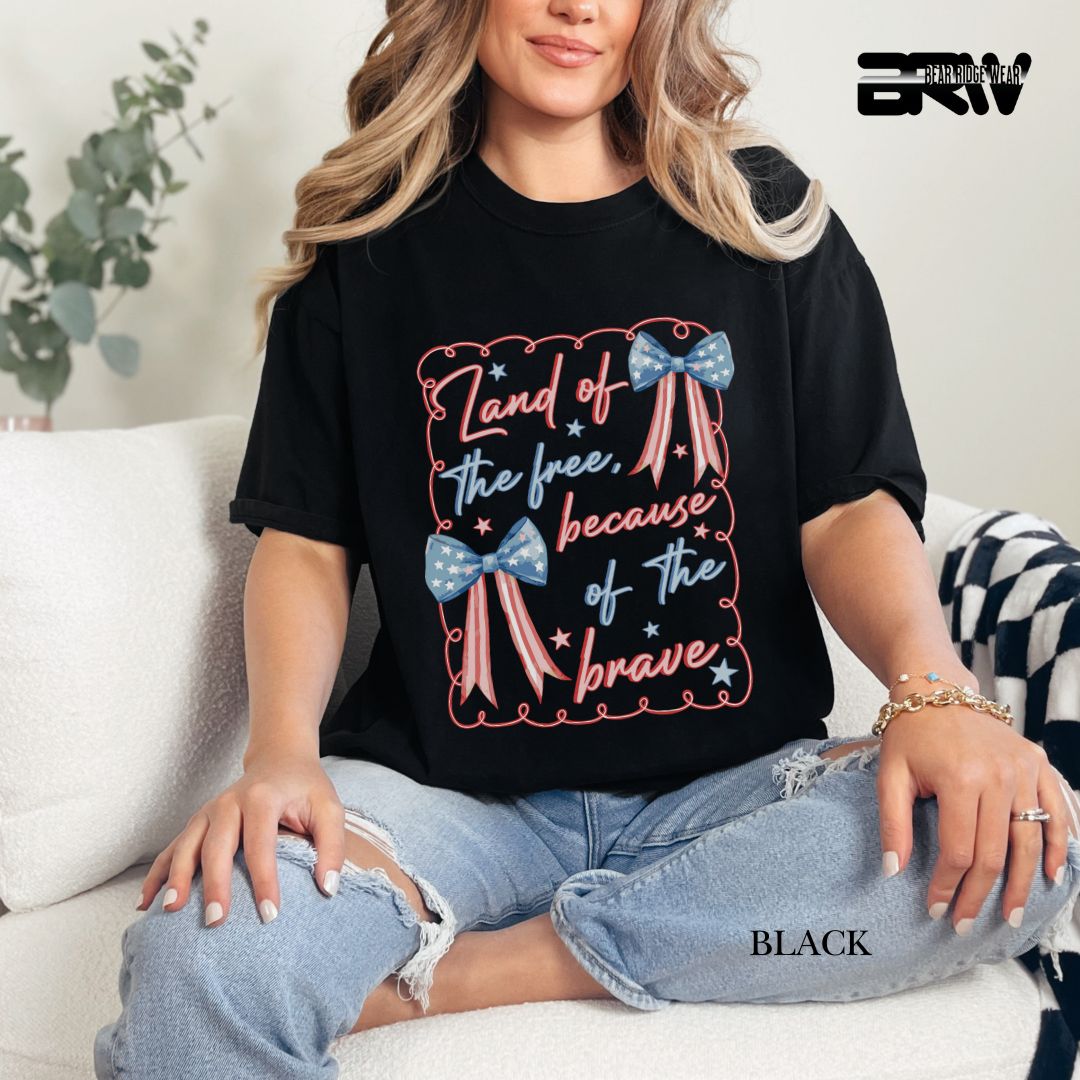 Land Of The Free-Bows- Patriotic Tee