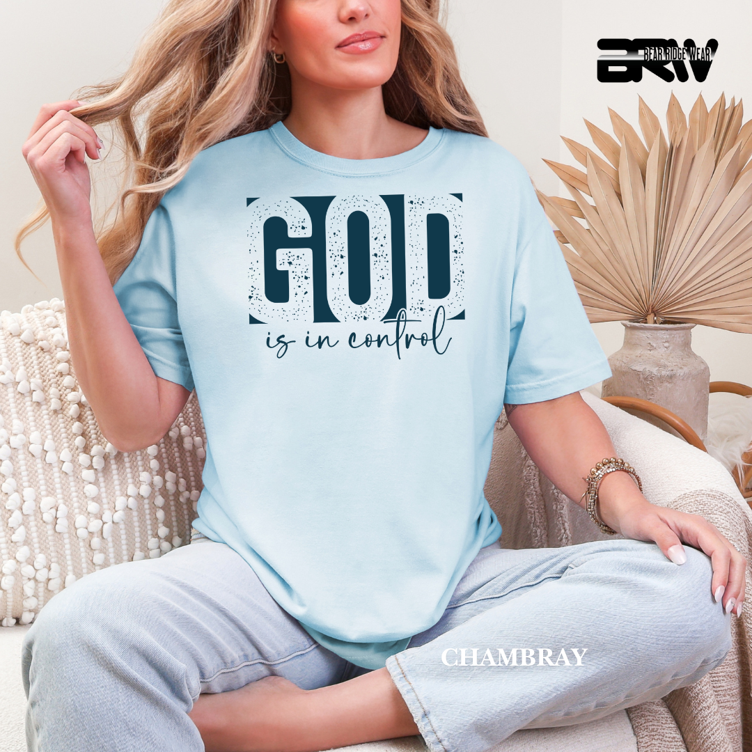 'God Is In Control-Blue' Faith Tee
